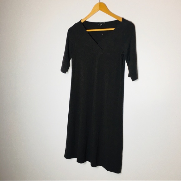 Eileen Fisher Womens Dress Brown V-Neck Stretch - Picture 2 of 7